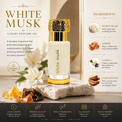 White Musk Perfume Oil 12ml – Luxury Arabian Musk for Men & Women