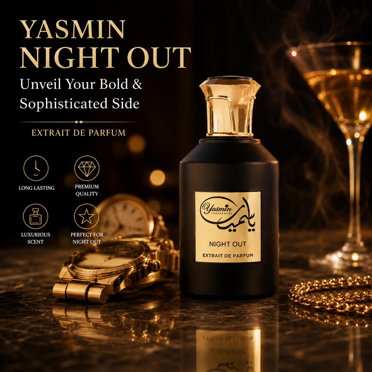 Night Out Extrait De Parfum 100ml – Luxury Oud, Amber & Mango Unisex Perfume | Long-Lasting Woody Sweet Fragrance for Men & Women