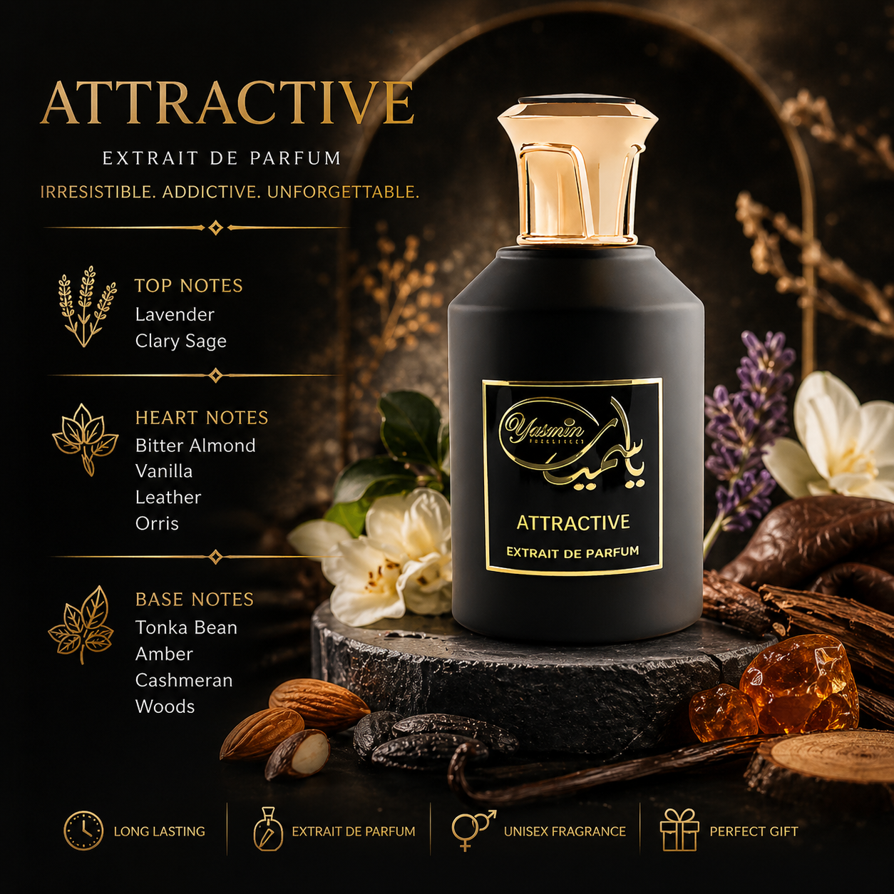 Attractive Extrait de Parfum 100ml – Luxury Vanilla & Leather Unisex Scent
