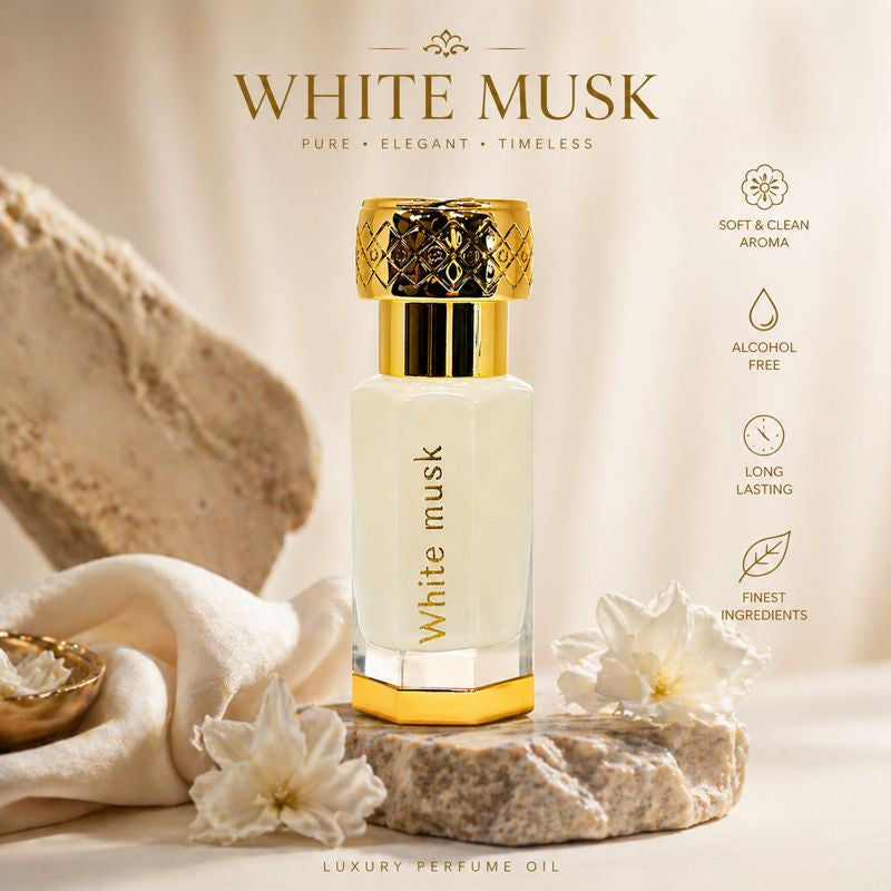 White Musk Perfume Oil 12ml – Luxury Arabian Musk for Men & Women