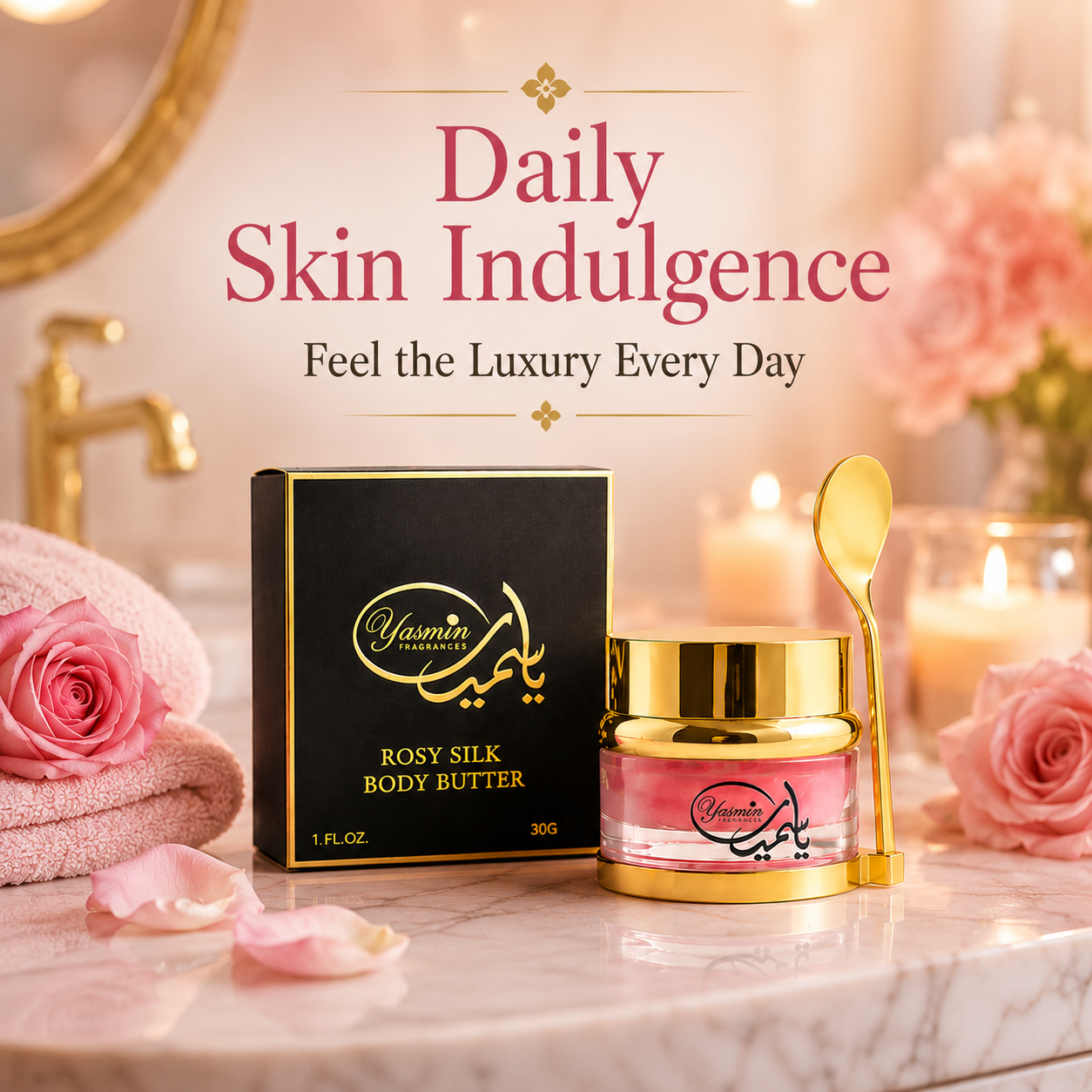 Rosy Silk Body Butter 30g– Luxury Rose Body Cream for Deep Hydration & Silky Smooth Skin