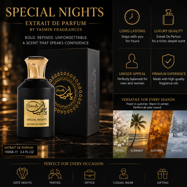 Special Nights Extrait De Parfum 100ml – Long Lasting Unisex Luxury Perfume | Citrus Woody Musk Fragrance
