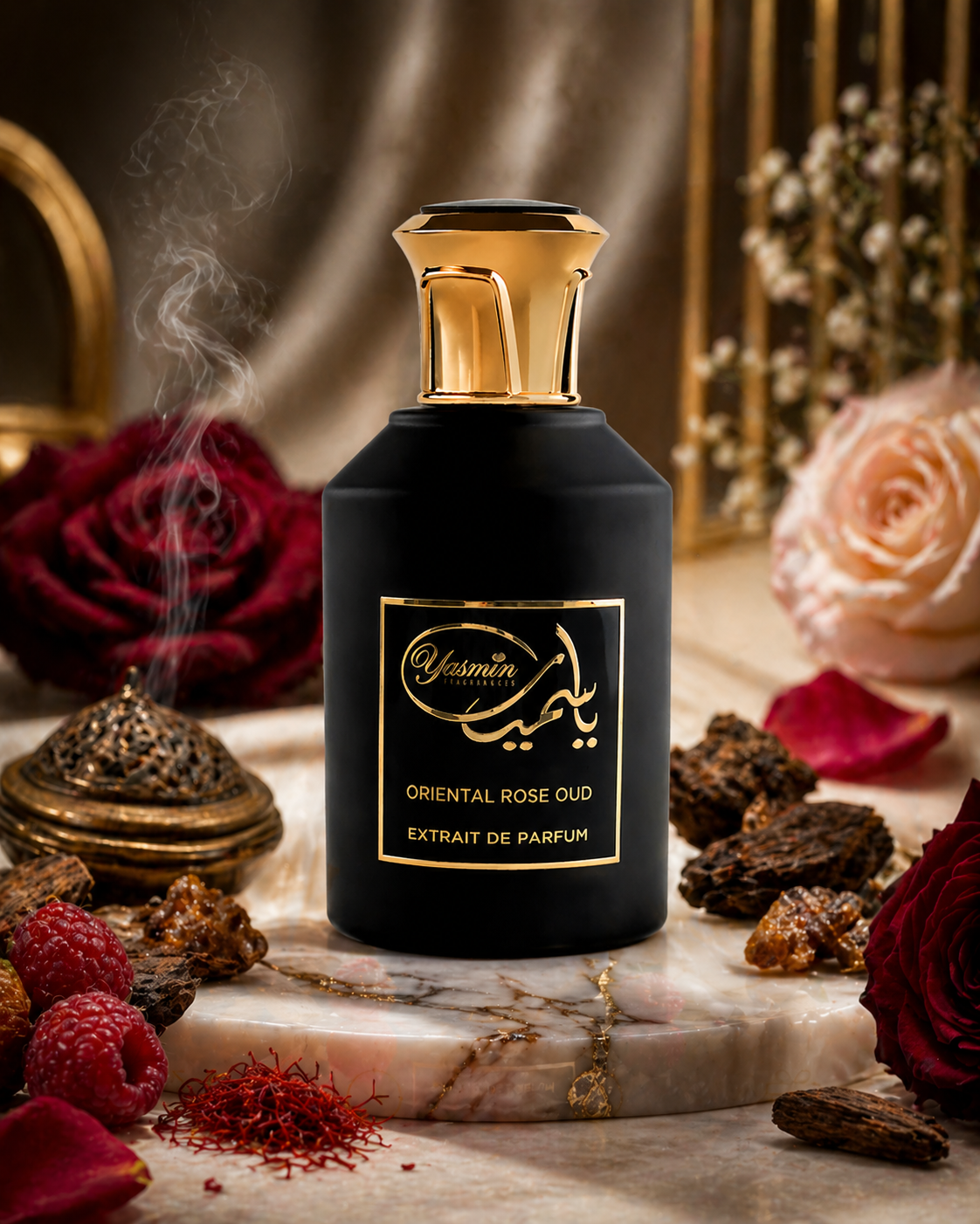 Oriental Rose Oud Extrait De Parfum 100ml – Luxury Long Lasting Unisex Oud Fragrance with Rose, Saffron & Amberwood